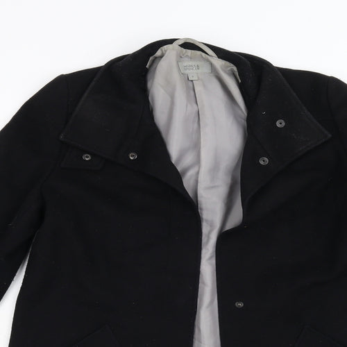 M&S Womens Black   Overcoat Coat Size 8