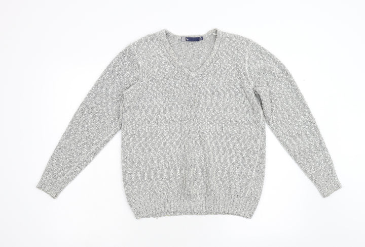 Isle Womens Grey  Knit Pullover Jumper Size M