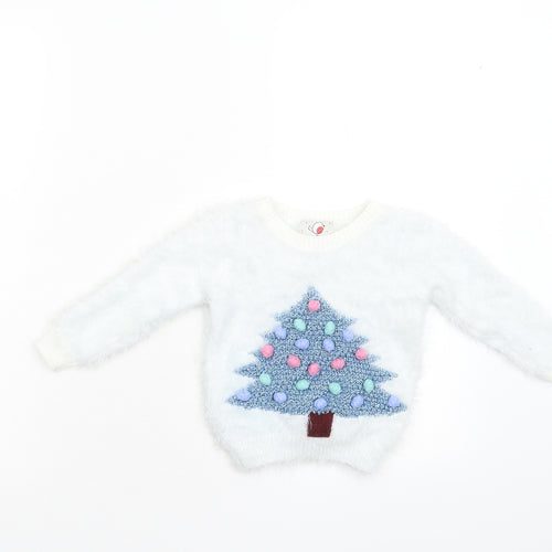 George Girls Blue   Pullover Jumper Size 2-3 Years  - Christmas