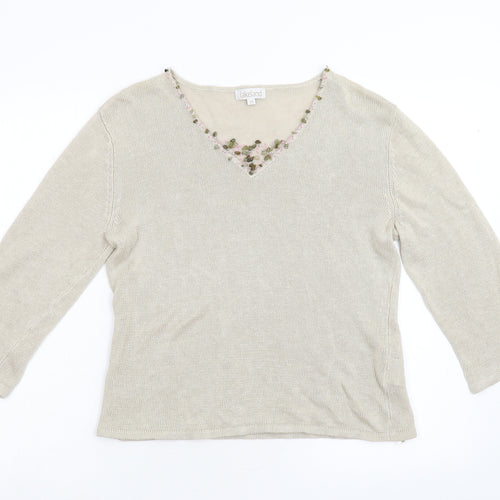 Lakeland Womens Beige  Knit Pullover Jumper Size 14