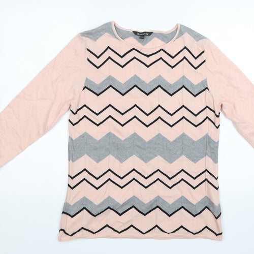 Bonmarché Womens Pink Striped  Pullover Jumper Size 12