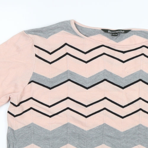 Bonmarché Womens Pink Striped  Pullover Jumper Size 12