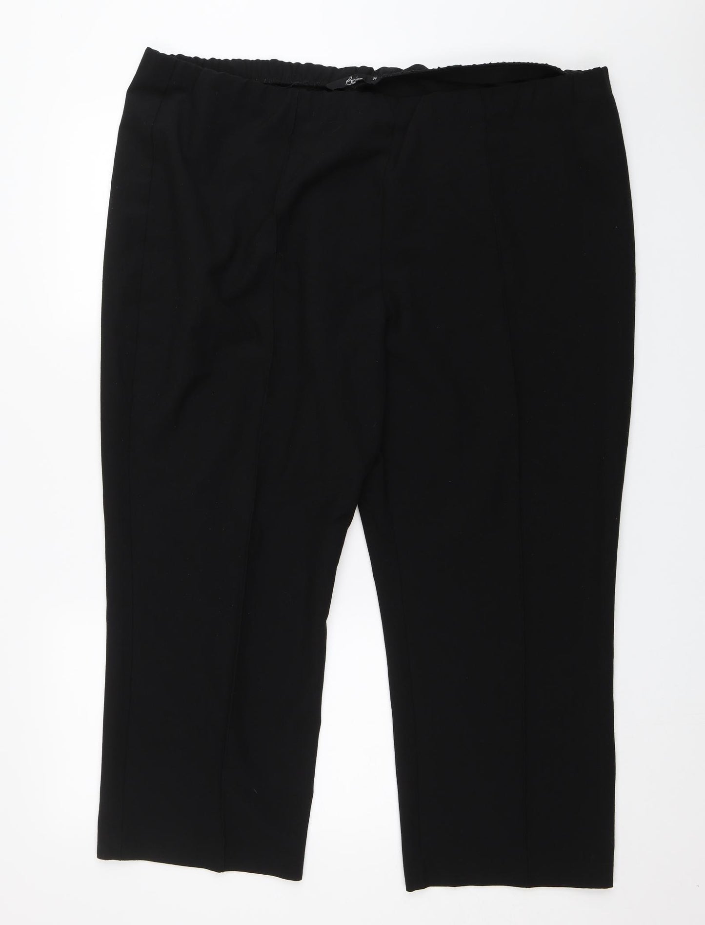 BM Collection Womens Black   Capri Trousers Size 24 L24 in