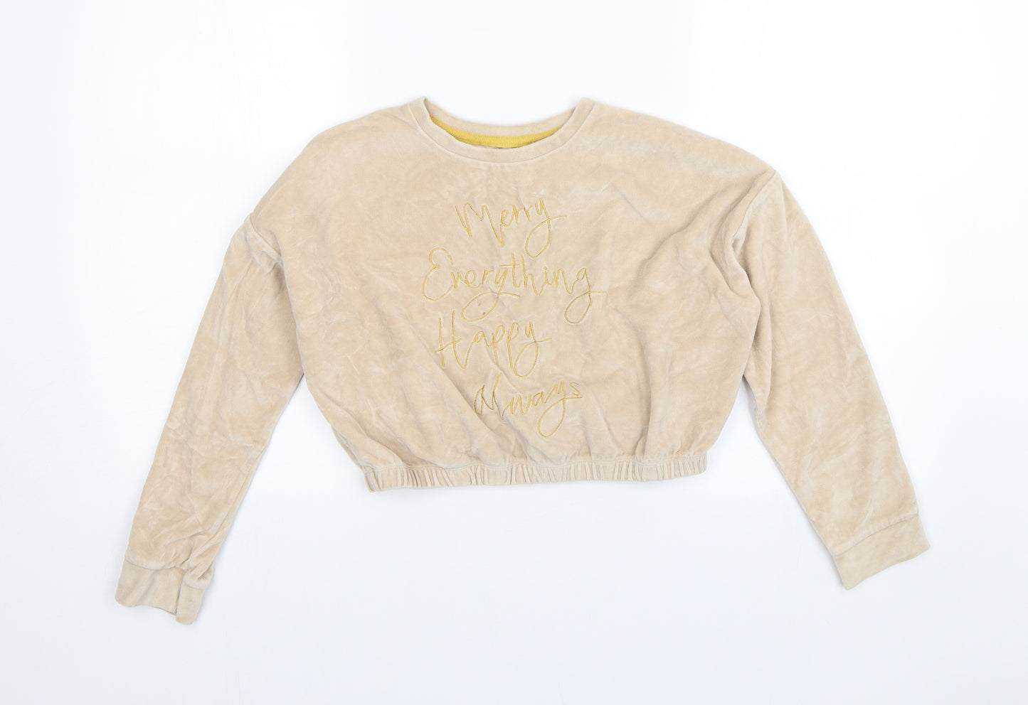 George Girls Beige   Pullover Jumper Size 10-11 Years  - Merry Everything Happy Always