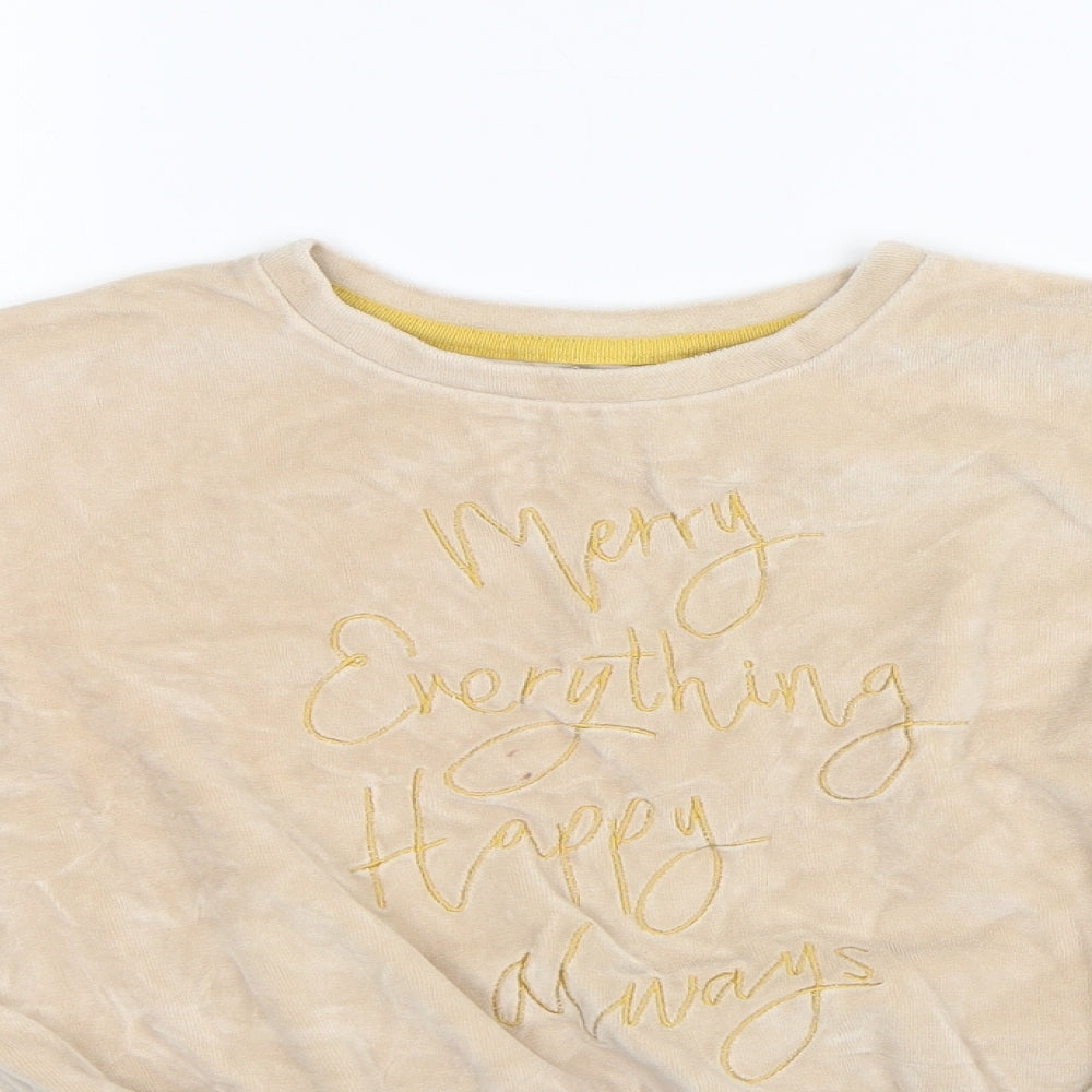 George Girls Beige   Pullover Jumper Size 10-11 Years  - Merry Everything Happy Always