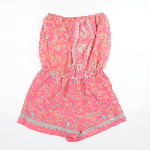 Lipsy Womens Pink Animal Print  Playsuit One-Piece Size 10