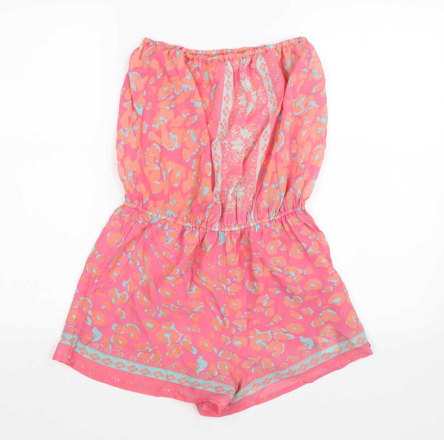 Lipsy Womens Pink Animal Print  Playsuit One-Piece Size 10