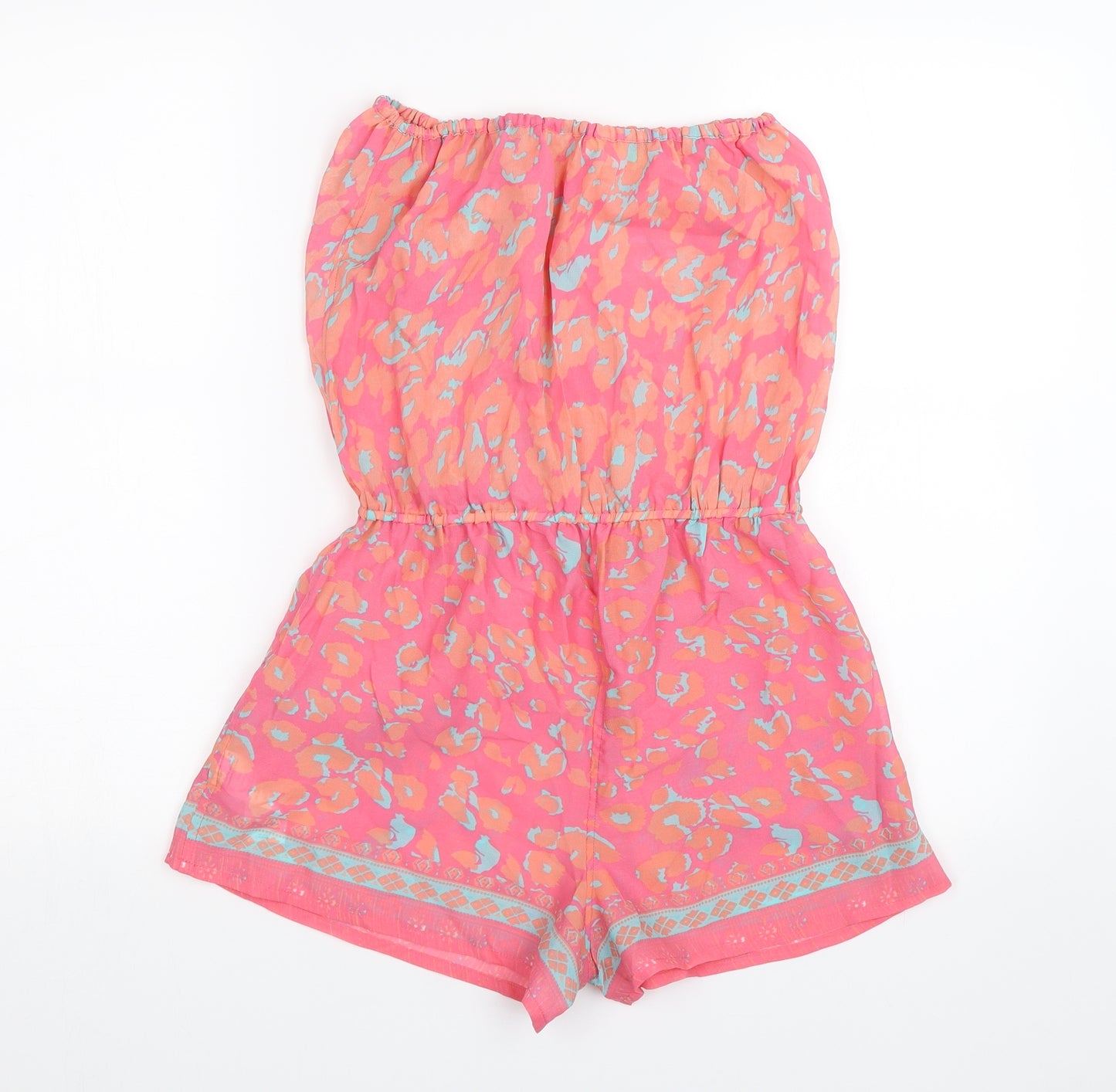 Lipsy Womens Pink Animal Print  Playsuit One-Piece Size 10
