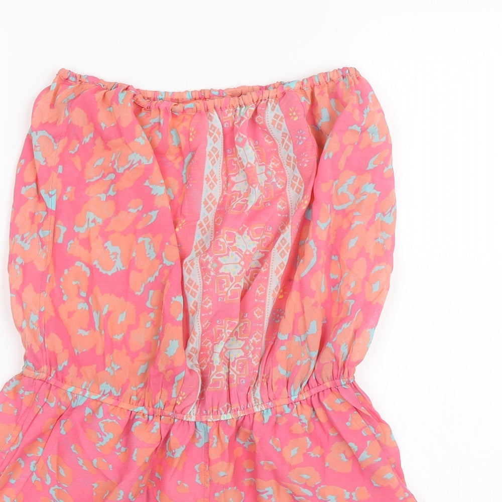 Lipsy Womens Pink Animal Print  Playsuit One-Piece Size 10