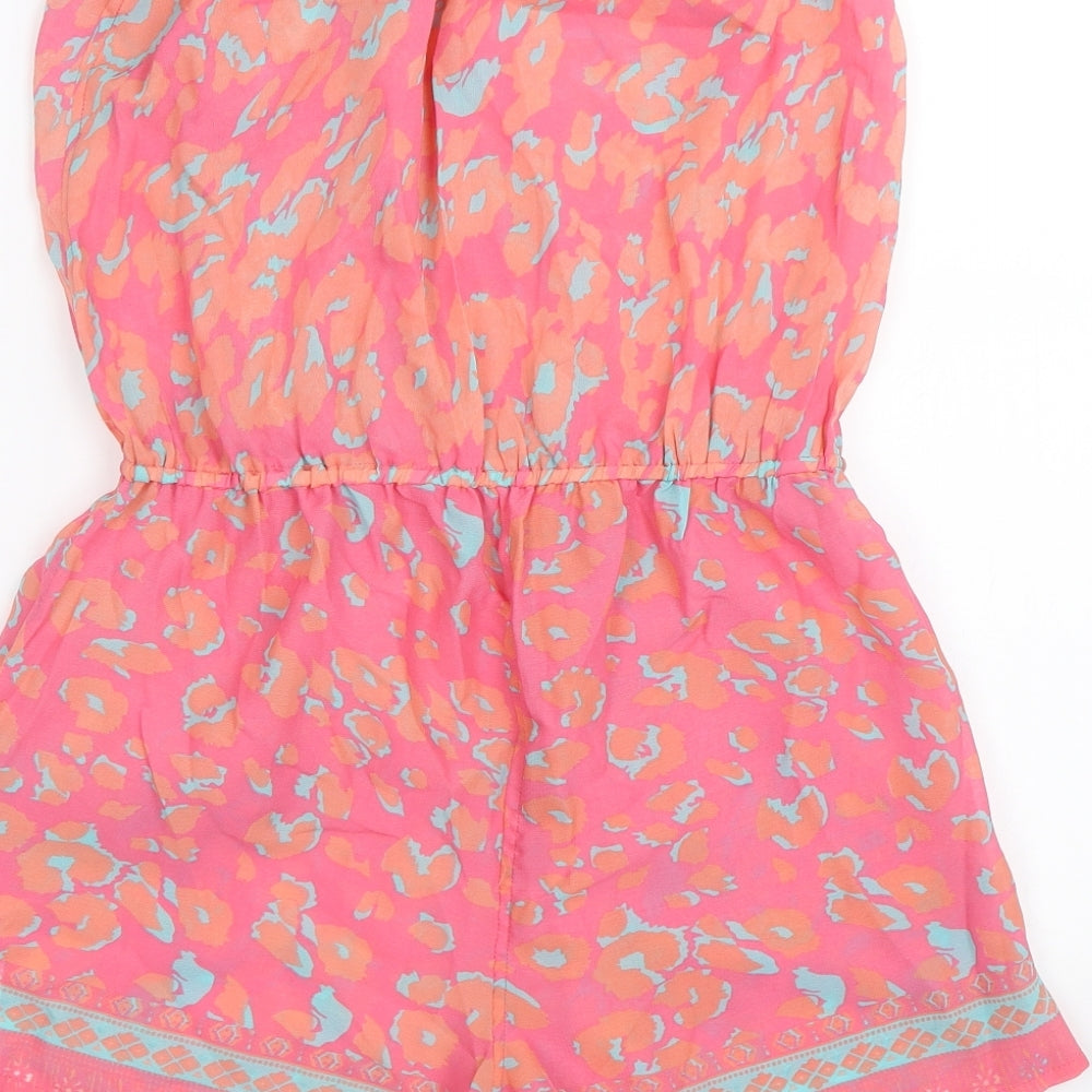Lipsy Womens Pink Animal Print  Playsuit One-Piece Size 10