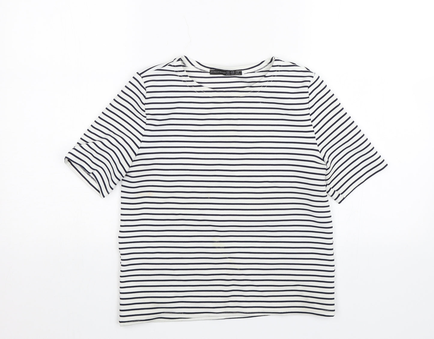 Atmosphere Womens White Striped  Basic T-Shirt Size 6