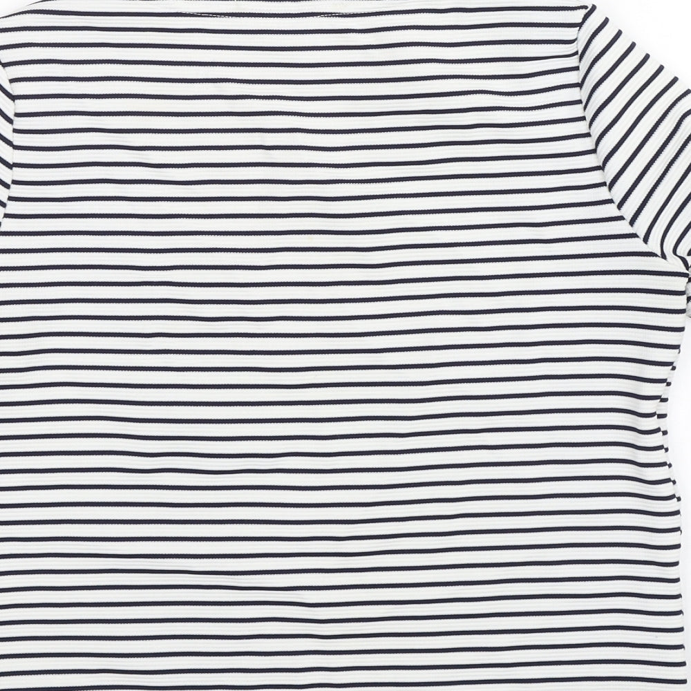 Atmosphere Womens White Striped  Basic T-Shirt Size 6