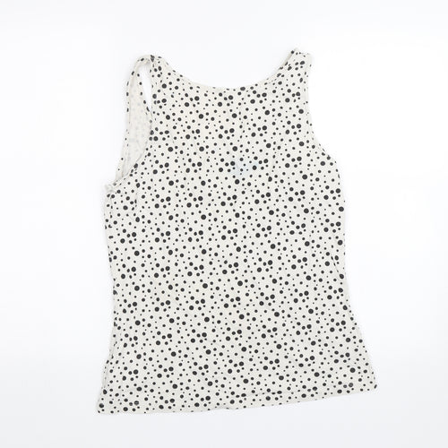 ESMARA Womens White Polka Dot  Basic Tank Size L