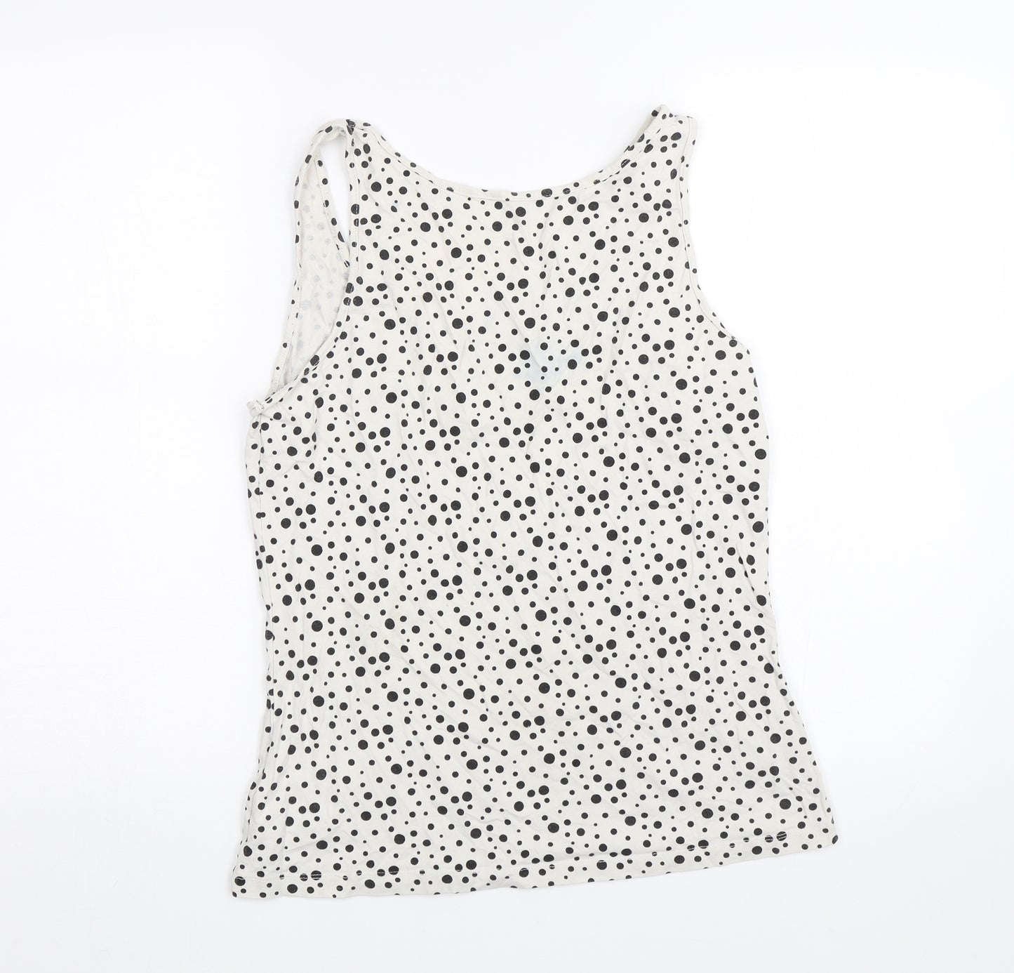 ESMARA Womens White Polka Dot  Basic Tank Size L