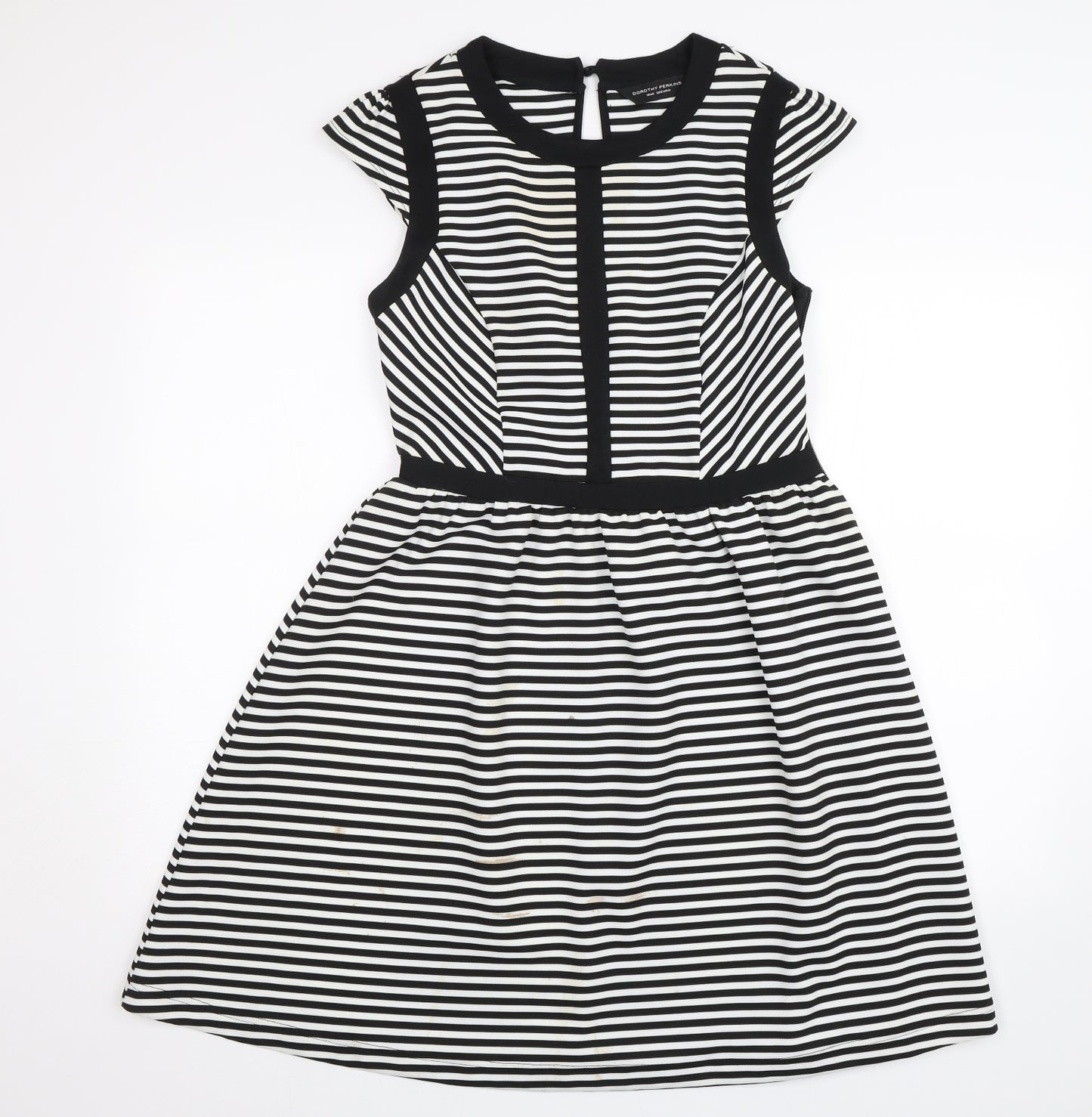 Dorothy Perkins Womens Black Striped  A-Line  Size 10