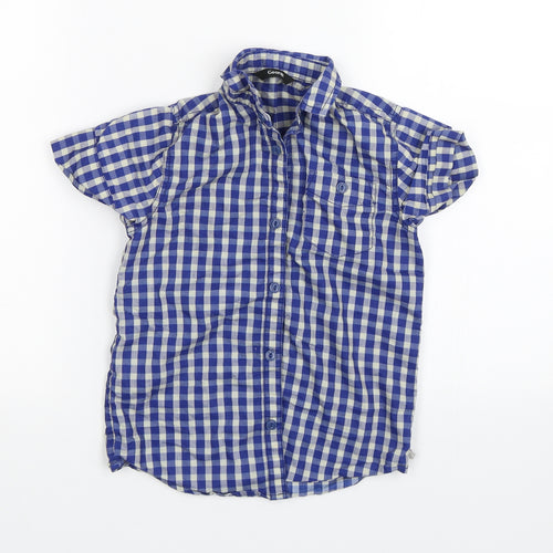 George Boys Blue Plaid  Basic Button-Up Size 6-7 Years