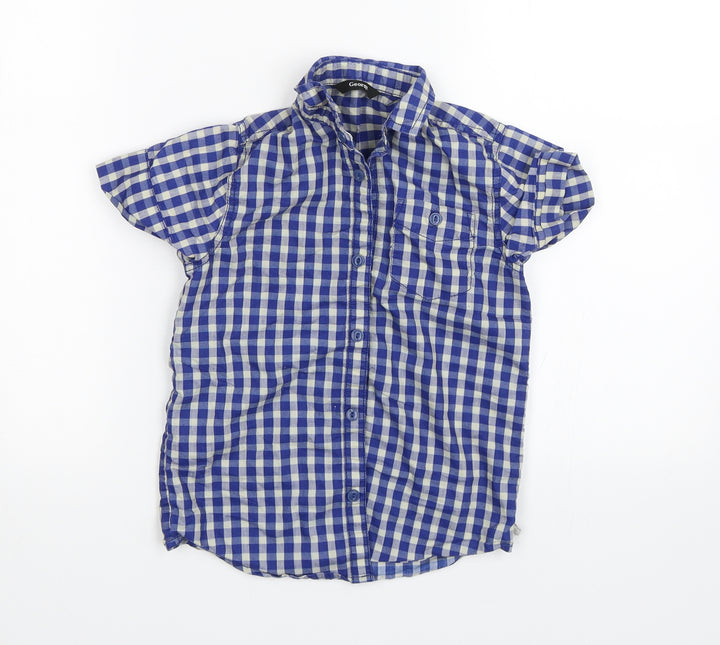 George Boys Blue Plaid  Basic Button-Up Size 6-7 Years