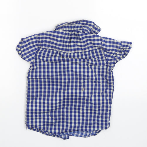 George Boys Blue Plaid  Basic Button-Up Size 6-7 Years