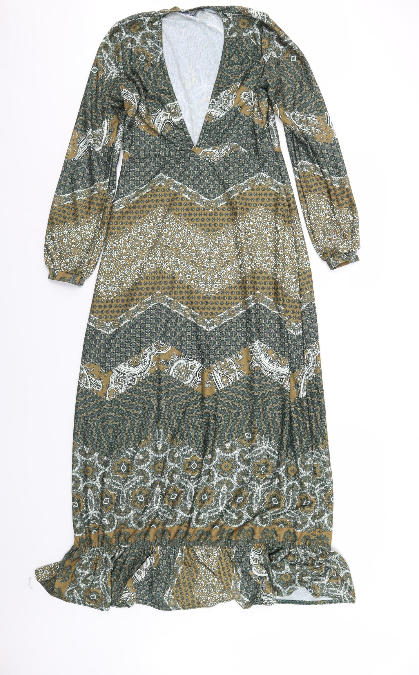 Boohoo Womens Green Paisley  Maxi  Size 12
