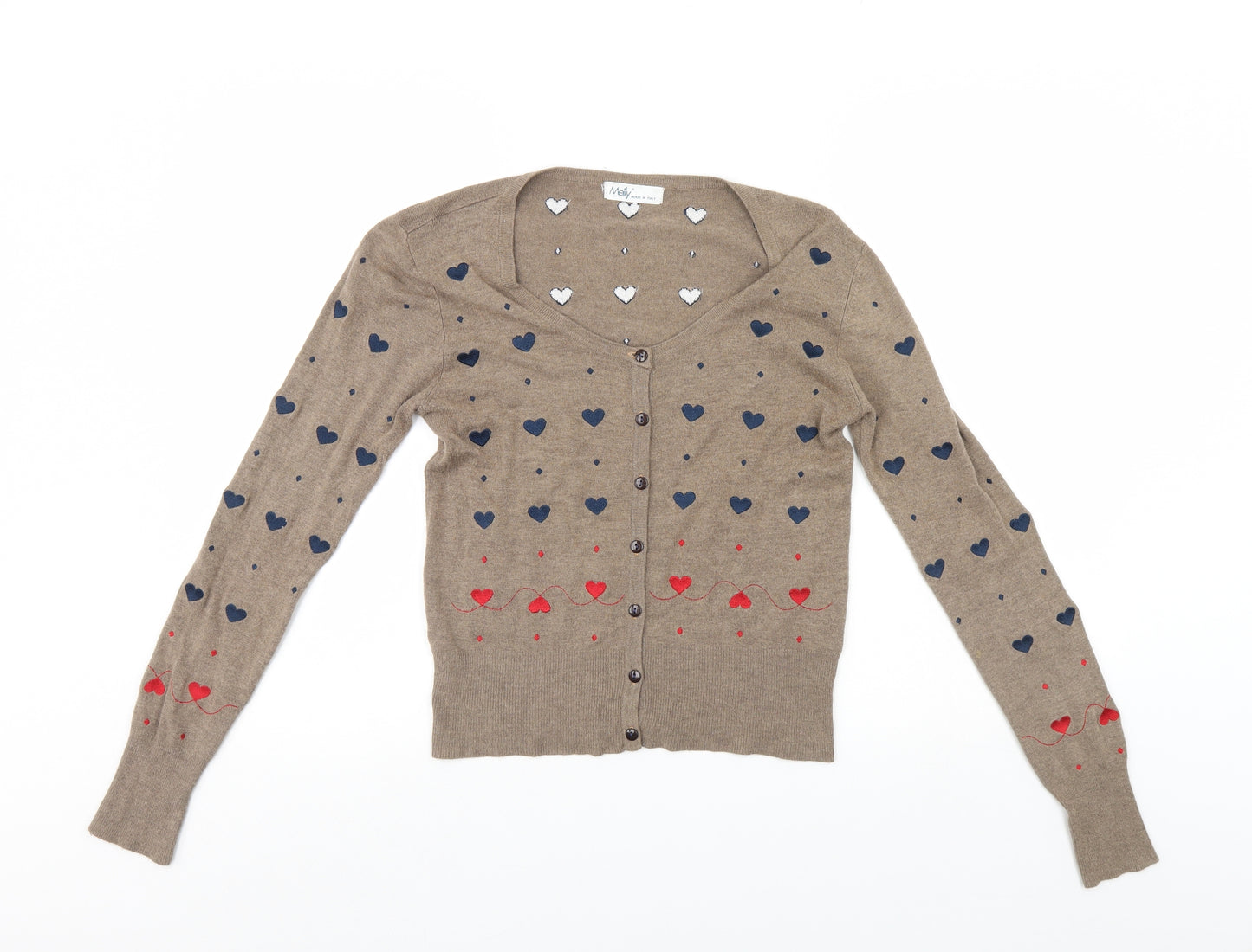 Meily Womens Brown Polka Dot  Cardigan Jumper Size M