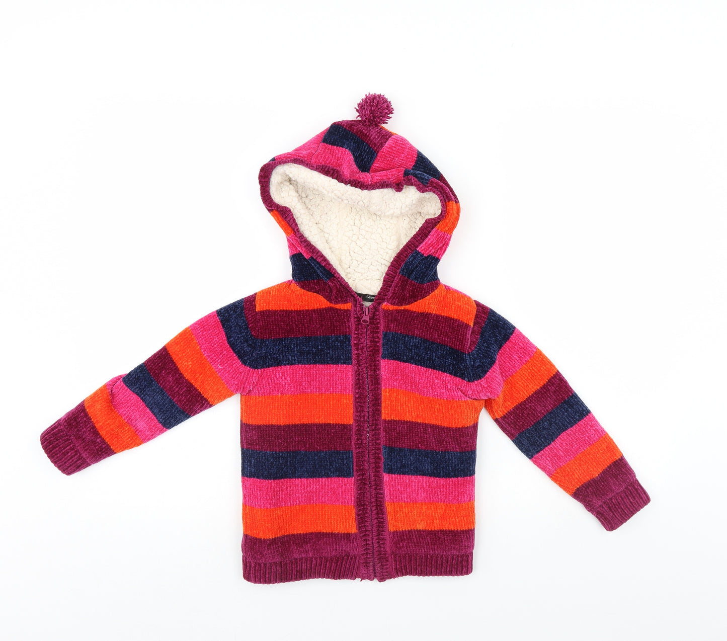 George Girls Multicoloured Striped  Jacket Coatigan Size 4-5 Years