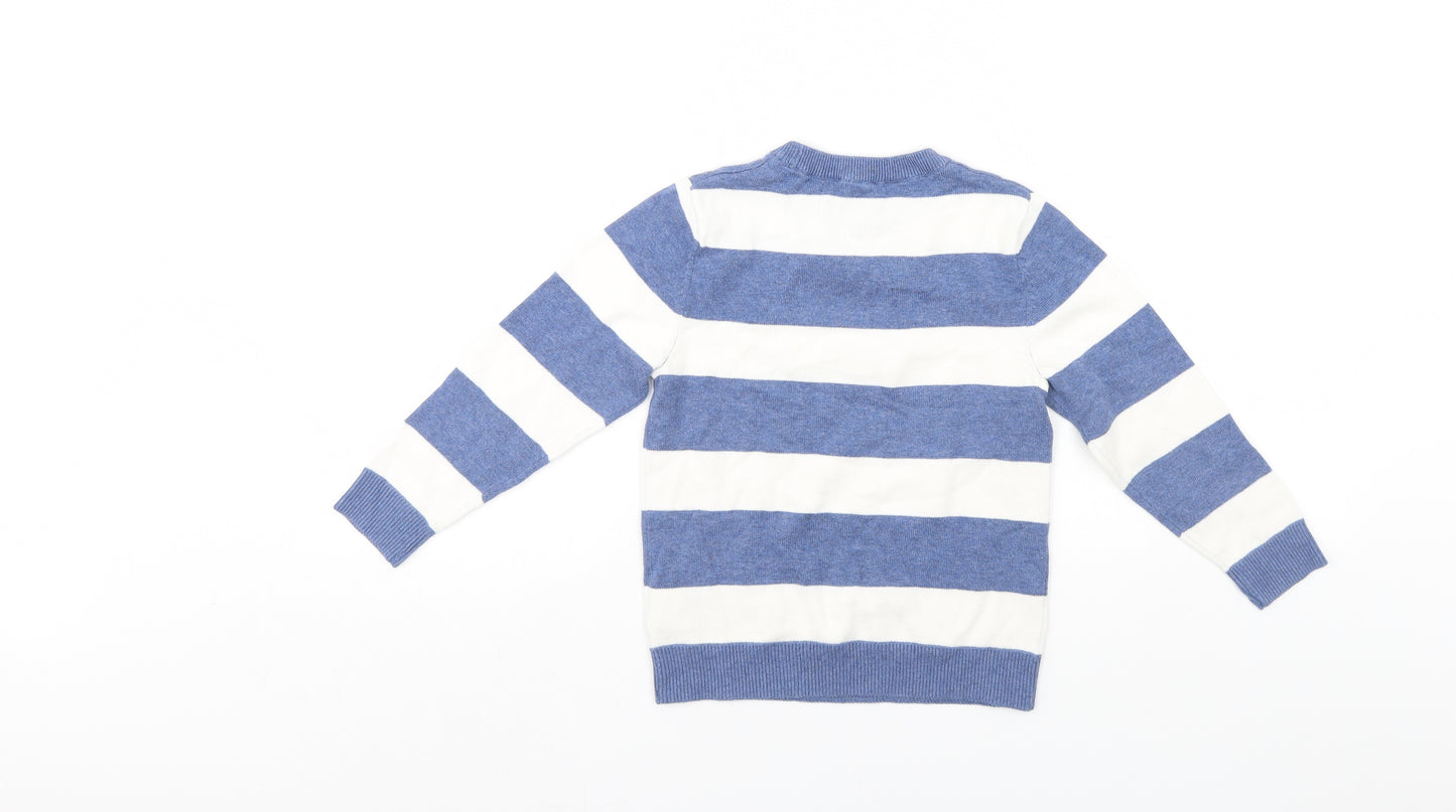 H&M Boys Blue Striped  Pullover Jumper Size 5-6 Years
