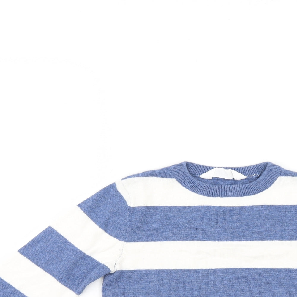 H&M Boys Blue Striped  Pullover Jumper Size 5-6 Years