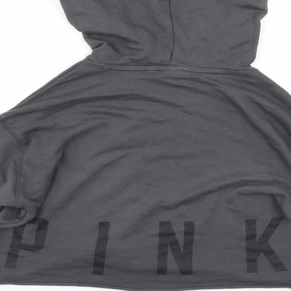 PINK Womens Grey   Pullover Hoodie Size XS  - cropped