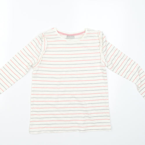 I Love Girlswear Girls White Striped  Basic T-Shirt Size 10 Years