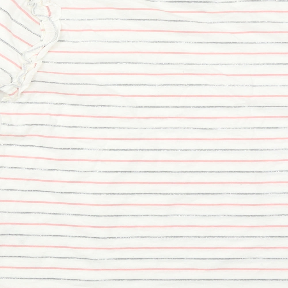 I Love Girlswear Girls White Striped  Basic T-Shirt Size 10 Years