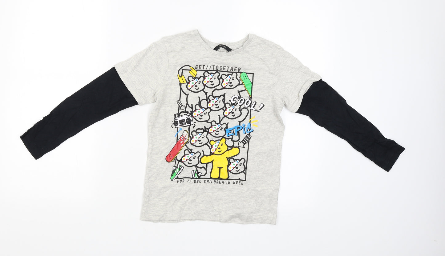 George Boys Grey   Basic T-Shirt Size 7-8 Years  - Children in Need