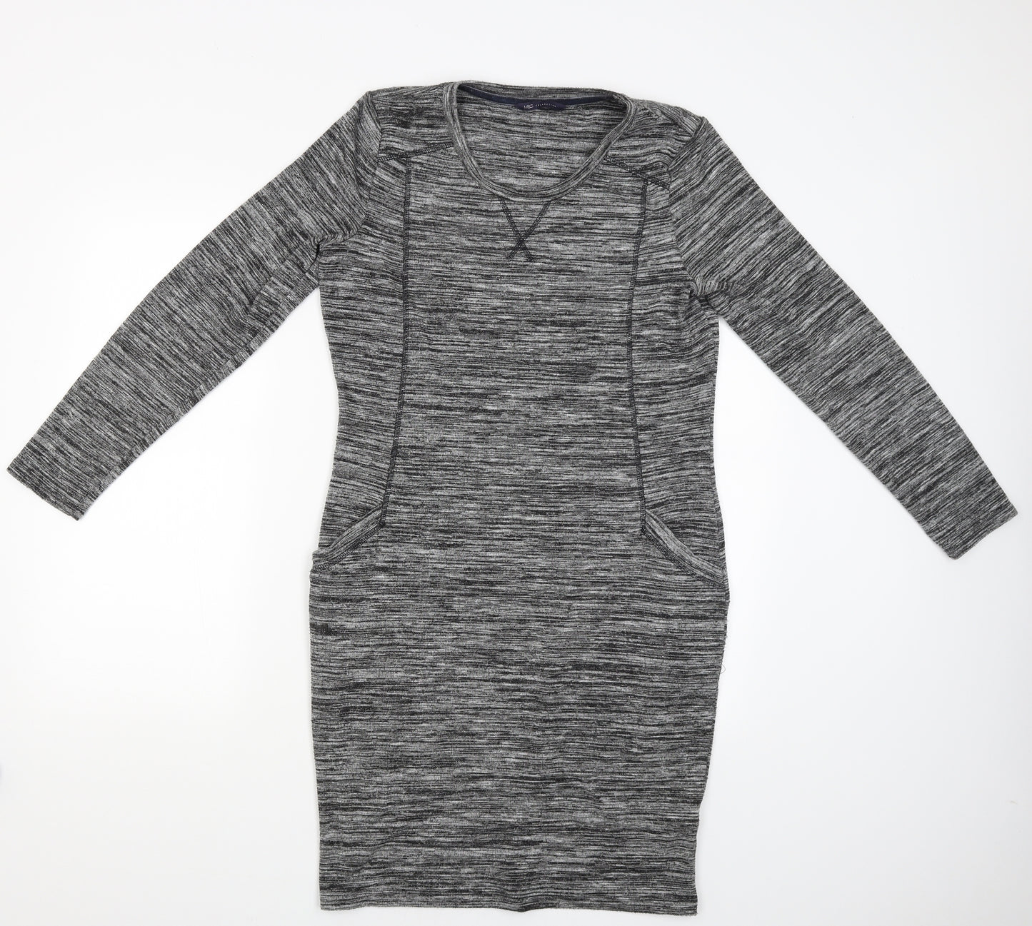 M&S Womens Grey   Pencil Dress  Size 12