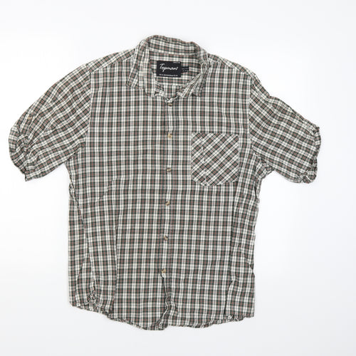 Topman Mens Green Check   Button-Up Size M