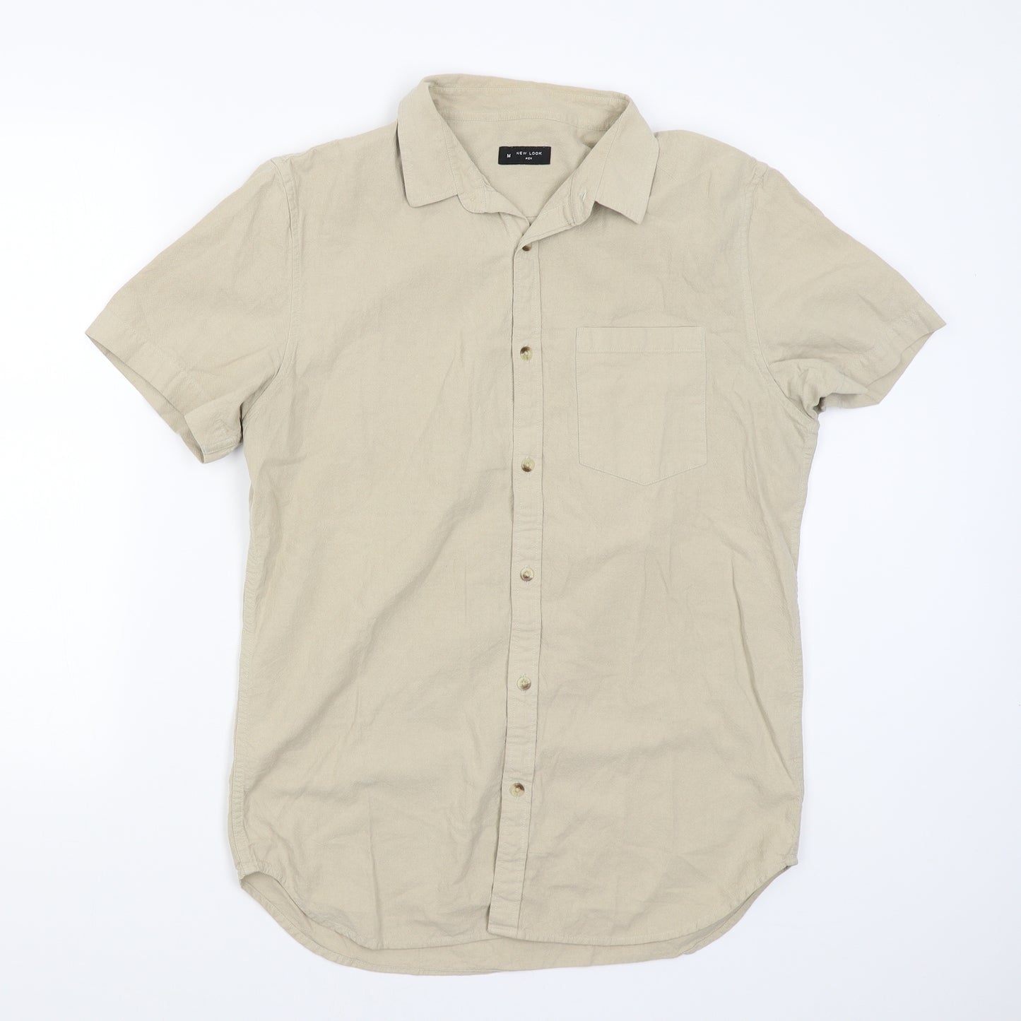 New Look Mens Beige    Button-Up Size M