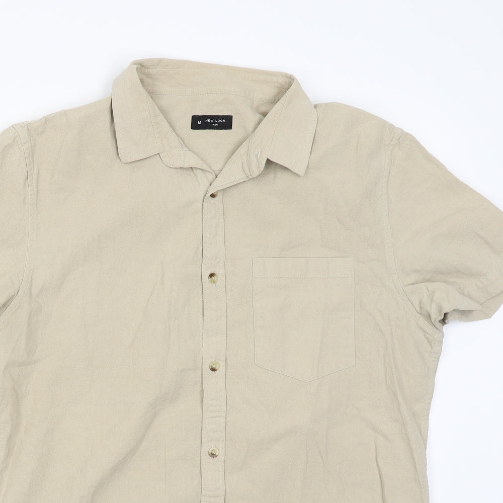 New Look Mens Beige    Button-Up Size M