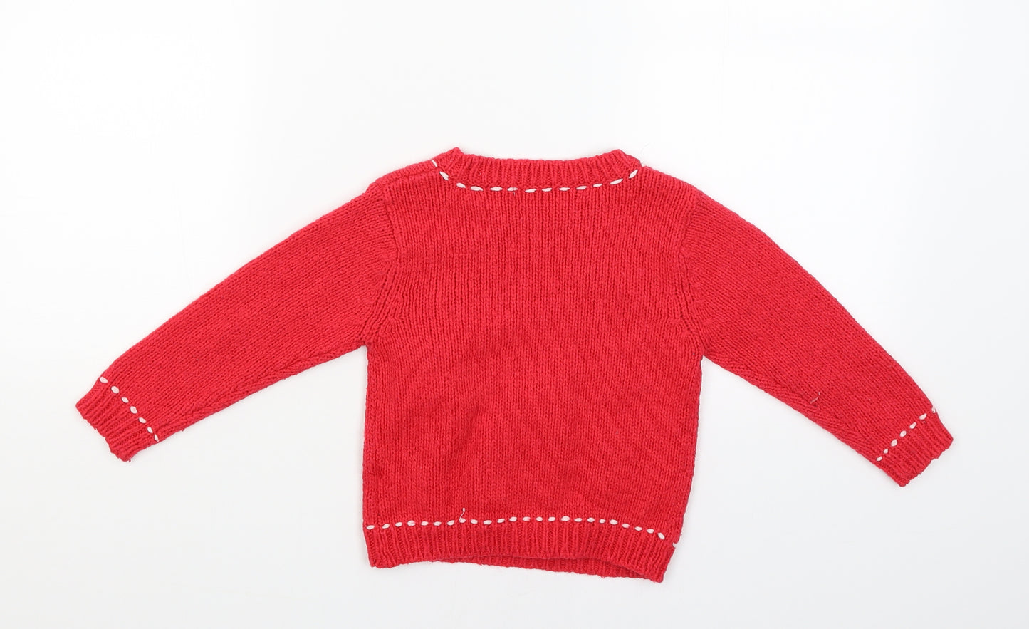 NEXT Girls Red   Pullover Jumper Size 2-3 Years  - Christmas Pudding