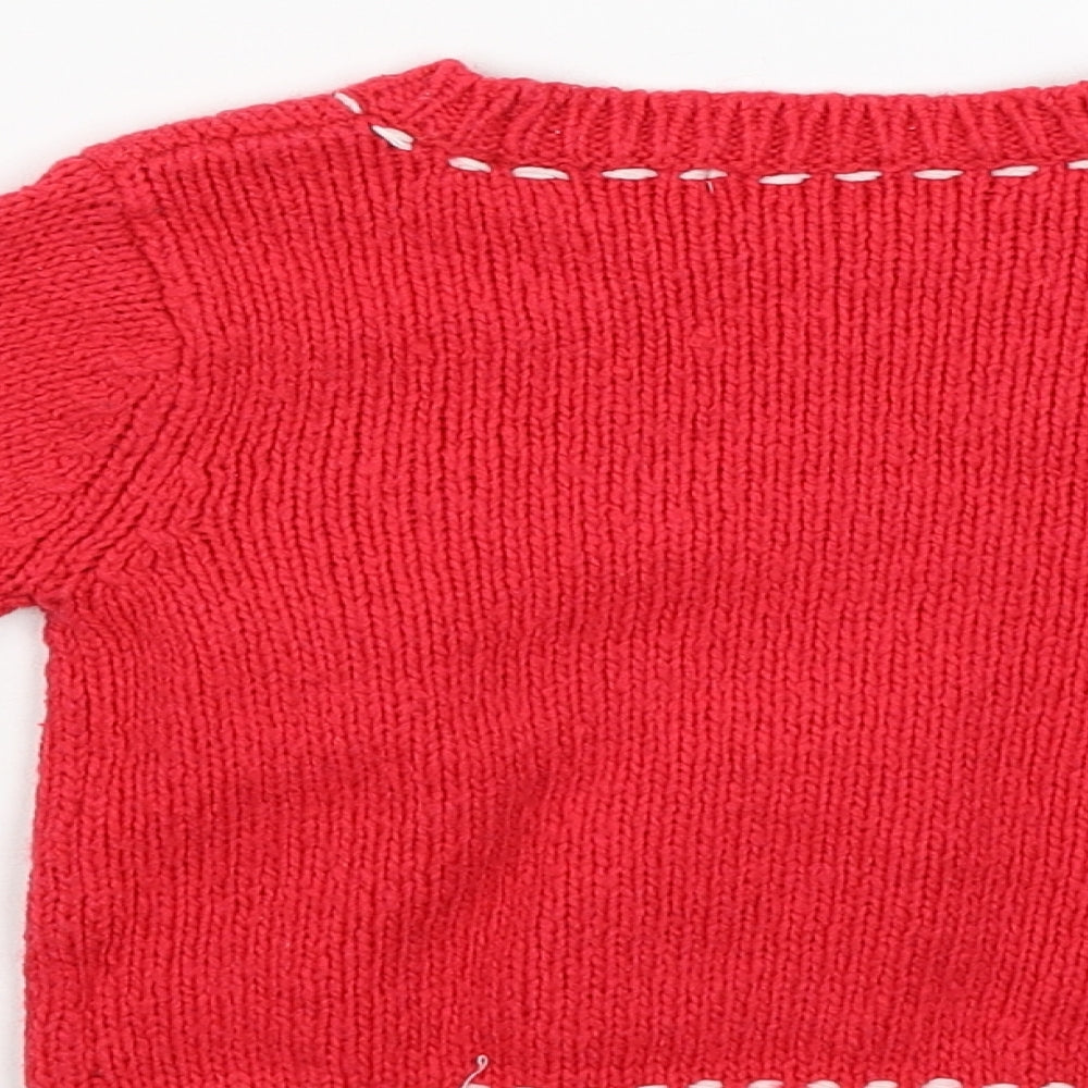 NEXT Girls Red   Pullover Jumper Size 2-3 Years  - Christmas Pudding