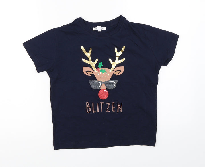Society Eight Girls Blue   Basic T-Shirt Size 5-6 Years  - christmas