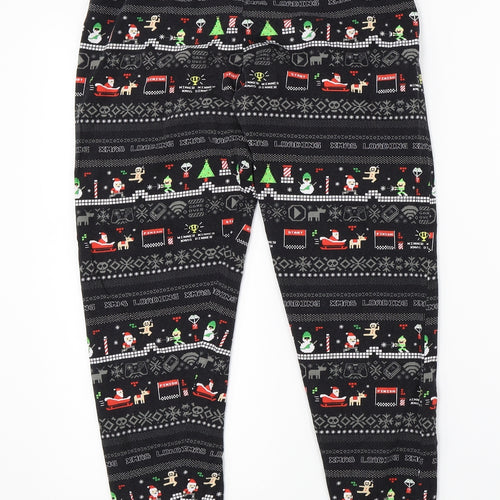 George Boys Black    Pyjama Pants Size 12-13 Years  - christmas