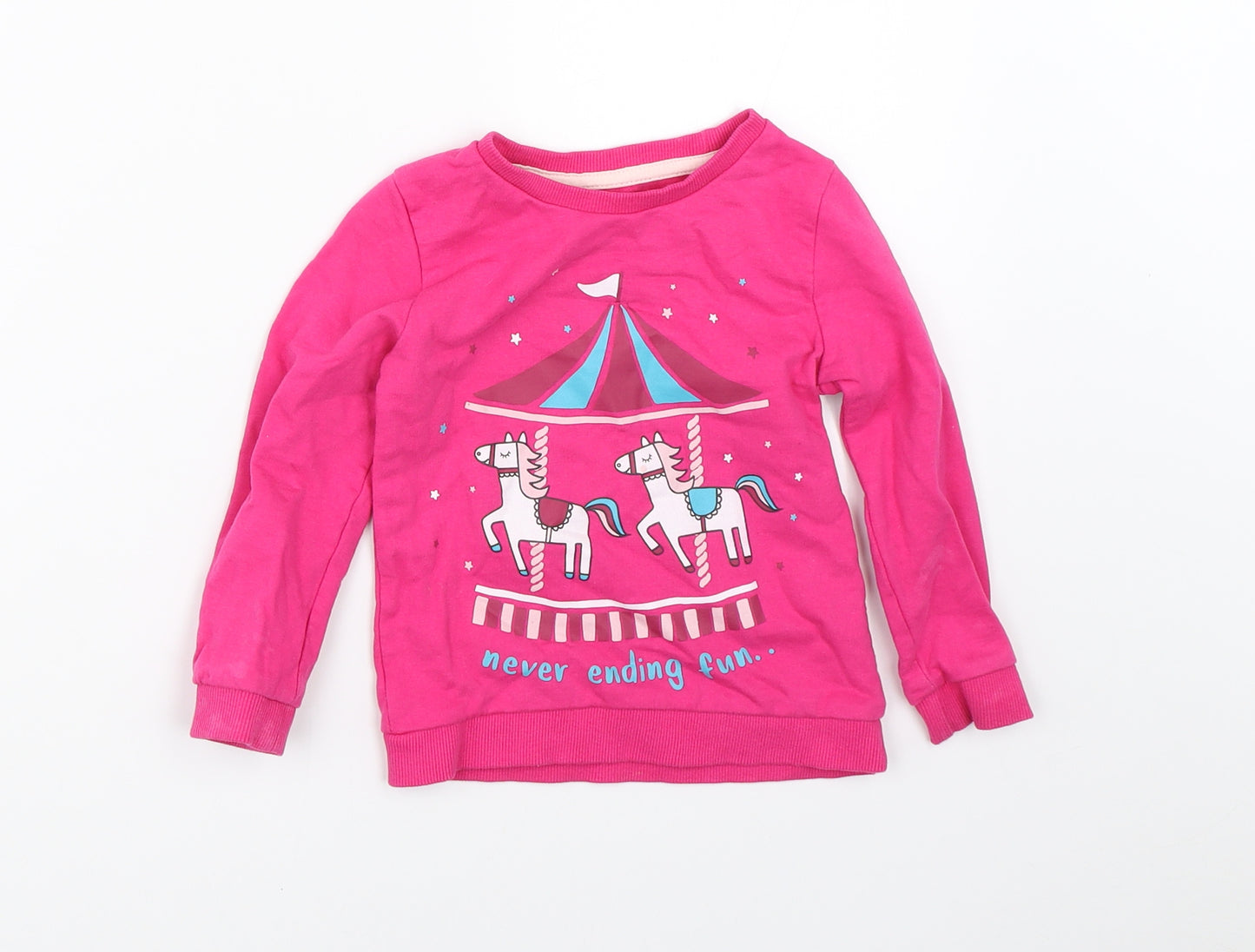 Pep & Co Girls Pink   Pullover Jumper Size 18-24 Months  - unicorns