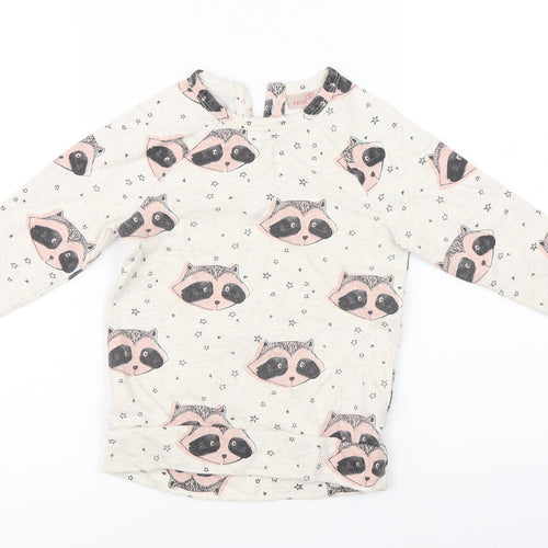 NEXT Boys Beige   Pullover Jumper Size 2-3 Years  - racoons