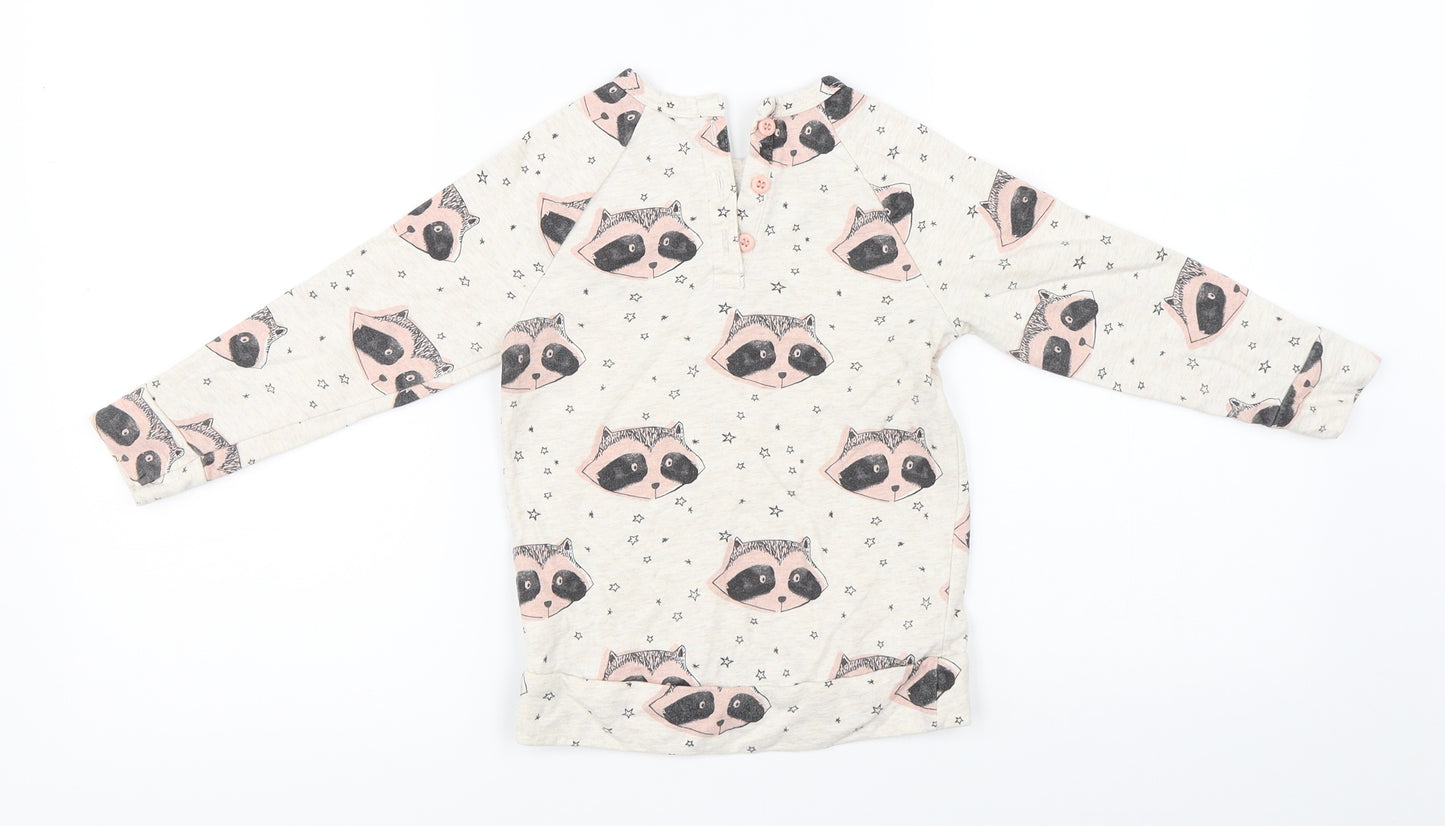 NEXT Boys Beige   Pullover Jumper Size 2-3 Years  - racoons