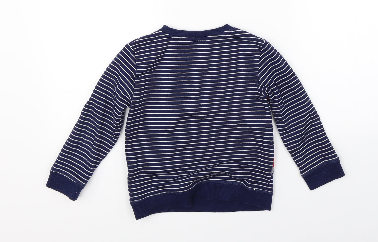 Debenhams Boys Blue Striped  Pullover Jumper Size 4-5 Years  - firetruck