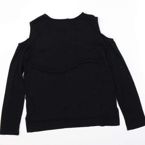 Primark Girls Black Floral  Pullover Jumper Size 13-14 Years  - open shoulder