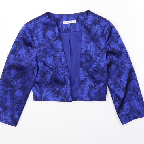 Shubette Womens Blue Floral  Jacket Blazer Size 8