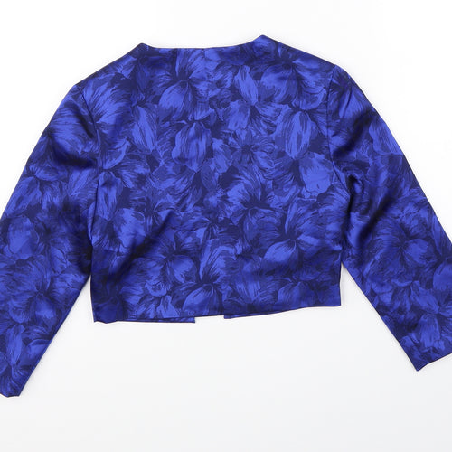 Shubette Womens Blue Floral  Jacket Blazer Size 8