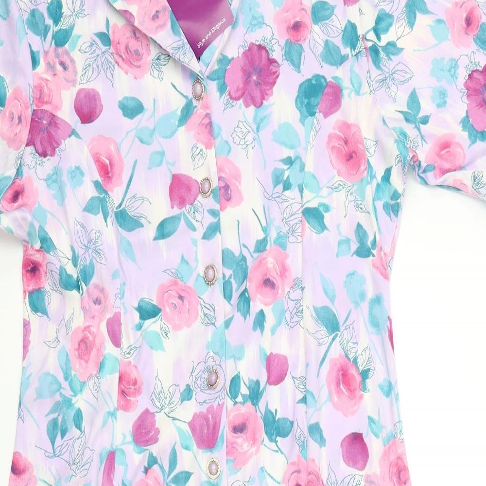 Emily Rose Womens Purple Floral   Dress Size 14