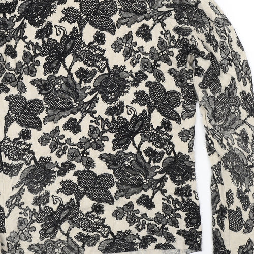 Karen Scott Womens Beige Floral  Pullover Jumper Size 2