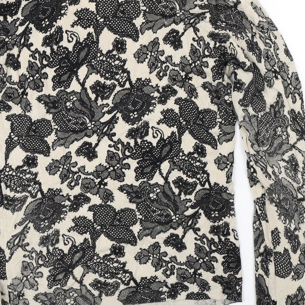 Karen Scott Womens Beige Floral  Pullover Jumper Size 2