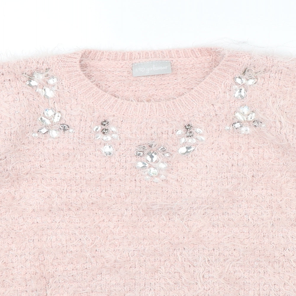 I Love Girls Wear Girls Pink   Pullover Jumper Size 7-8 Years